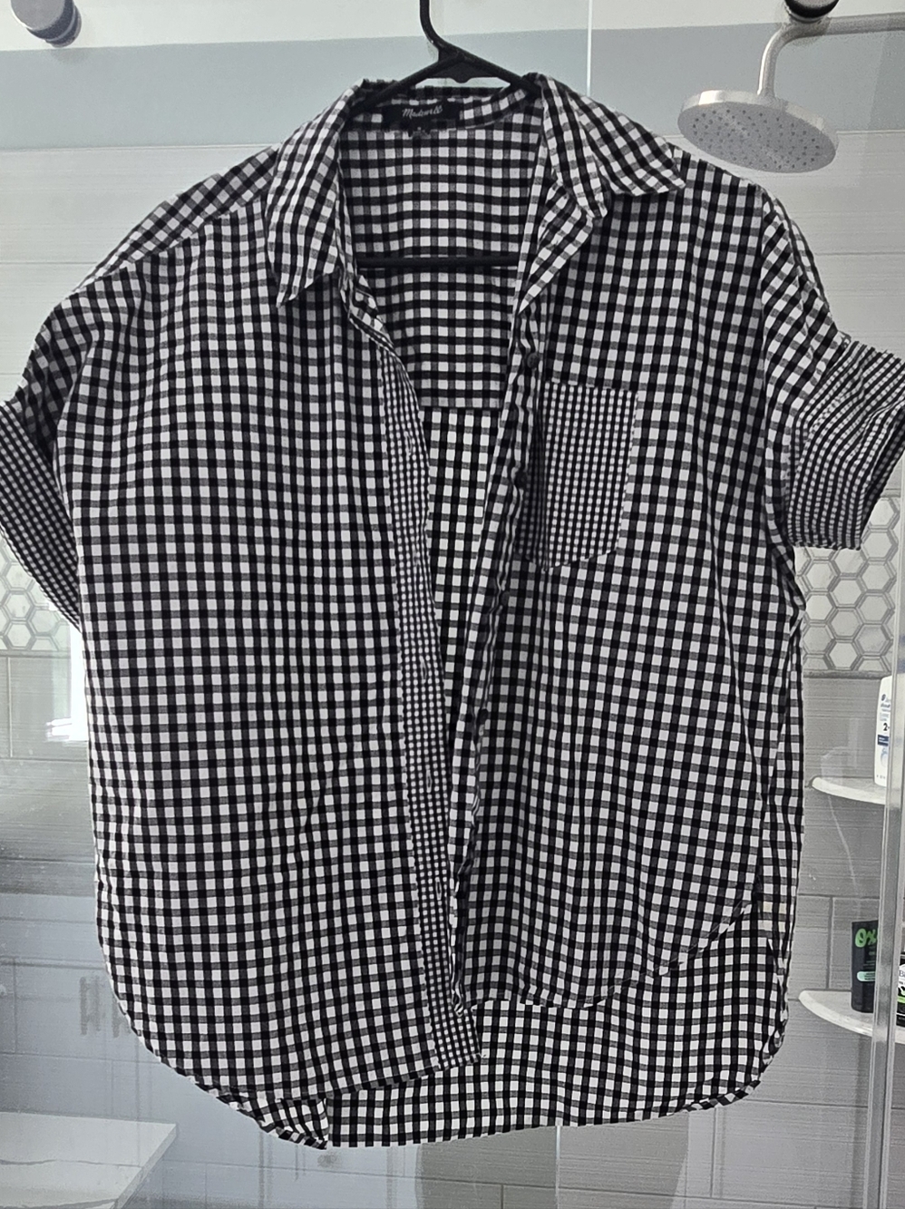 Madewell Black & White Gingham Short-Sleeve Button-Down Shirt